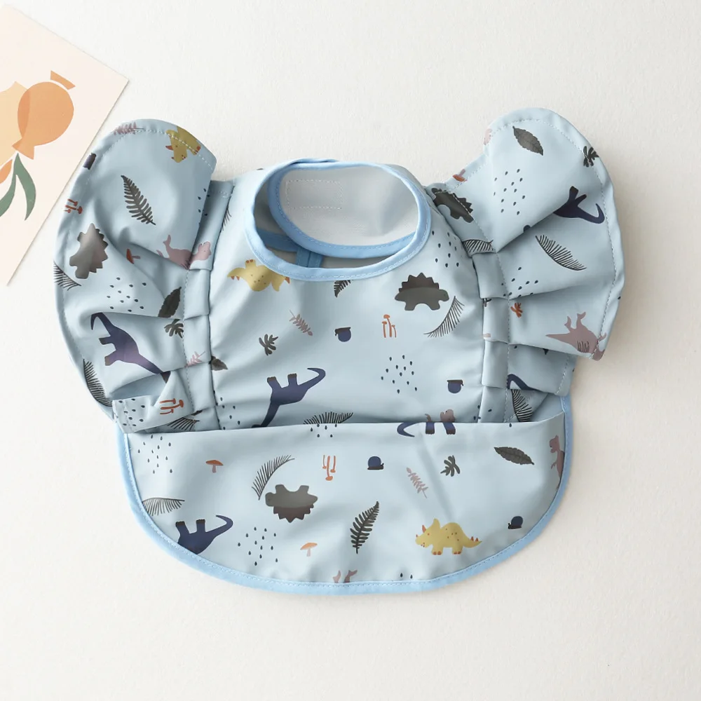 INS Nordic Stil Baby Lätzchen Wasserdichte Kurzarm mit Tasche Fütterung Wasserdicht Bib Einfach Sauber Niedlichen Elefanten Lätzchen Weichen PU