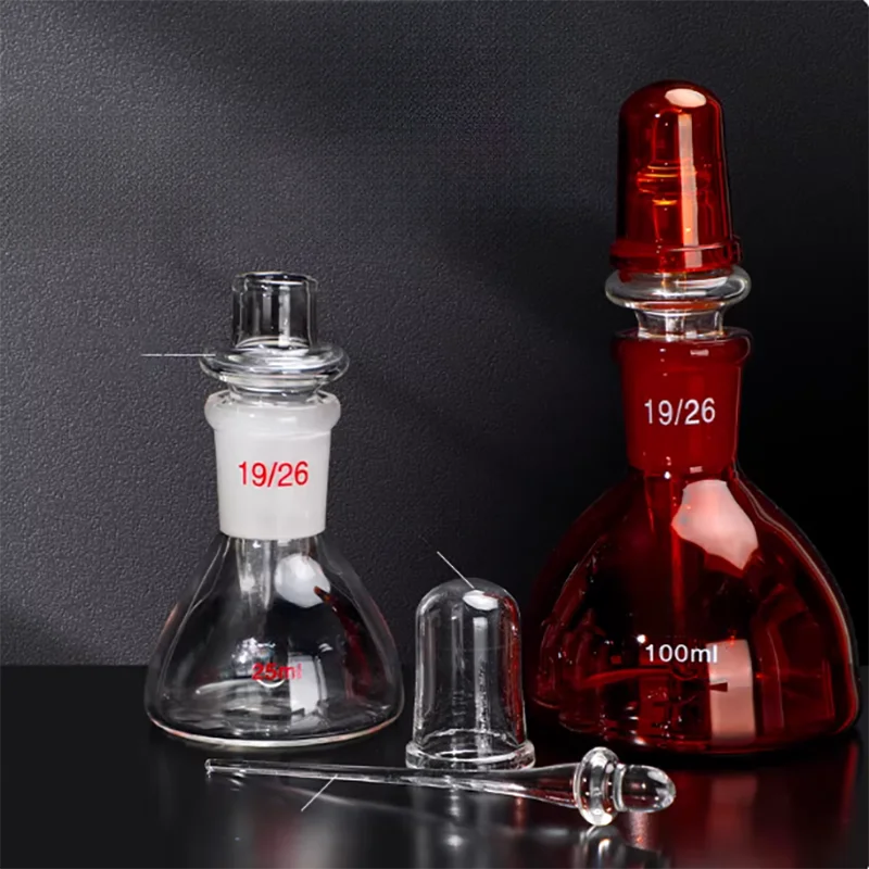 ขวดน้ำมันสำหรับกล้องจุลทรรศน์ ขวดน้ำมันซีดาร์ ขวดสองชั้น ขวดแก้วทรงสามเหลี่ยม ขวดหยดน้ำ 25 มล. 50 มล. 100 มล.