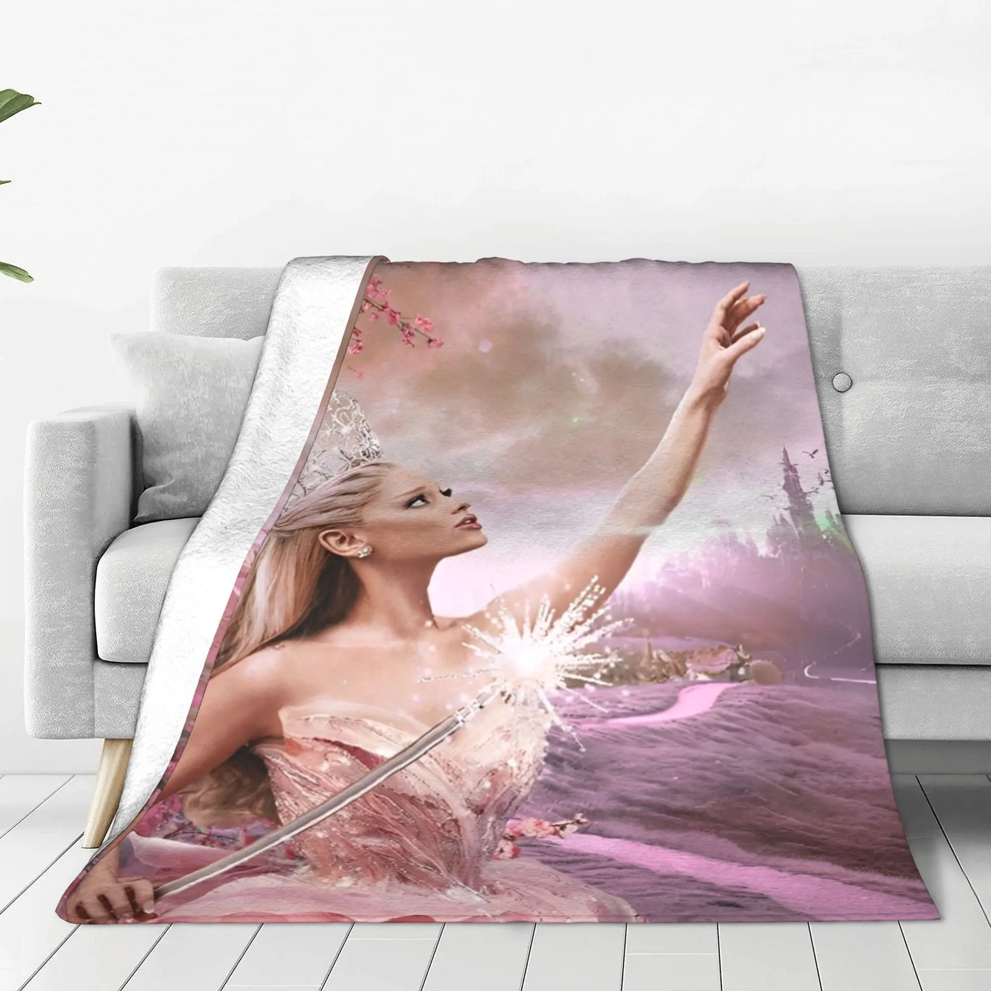 Glinda  Ariana Grande Blanket Singer Actress Wicked Flannel Funny Breathable Throw Blanket for Home Spring/Autumn