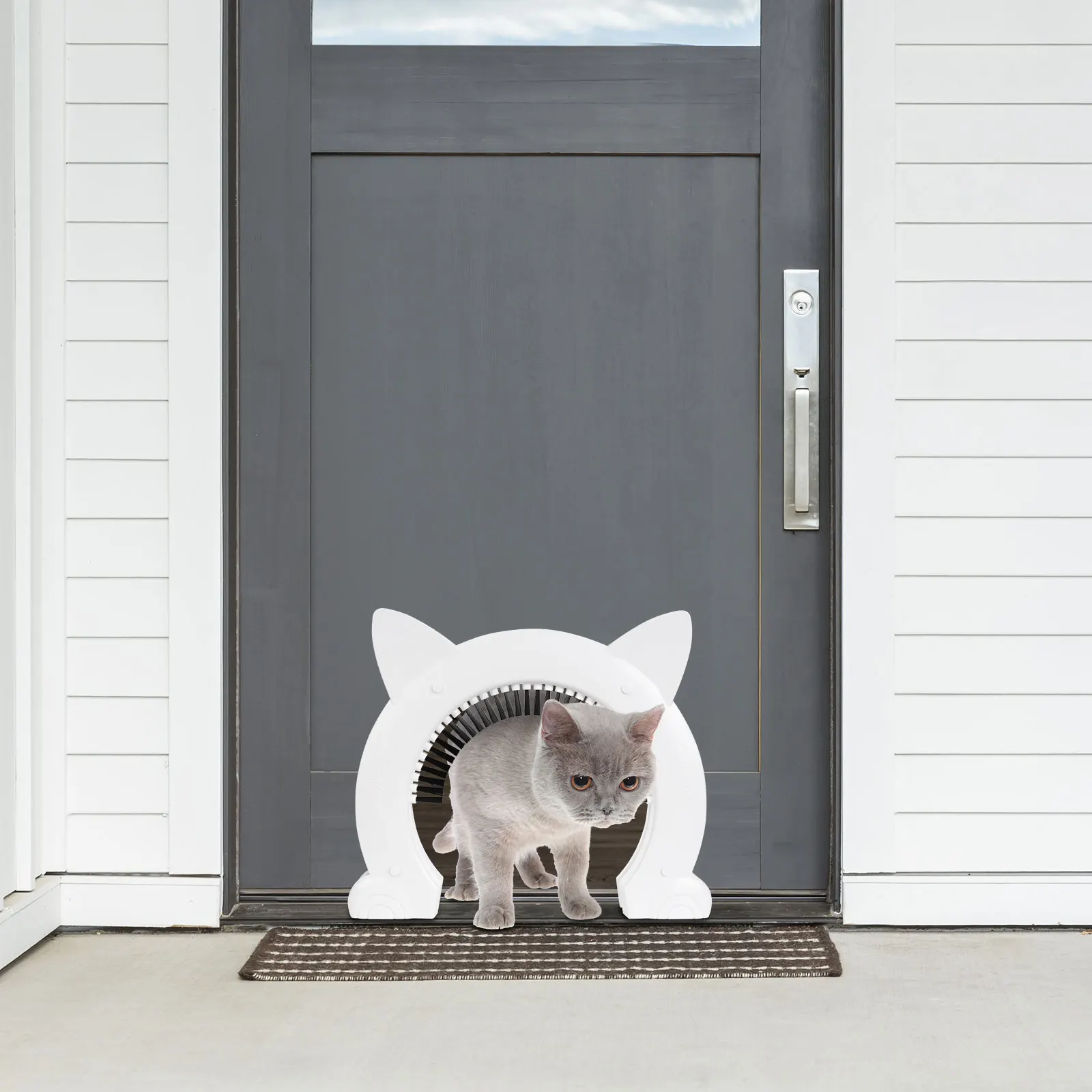 

Дверь для кошек, окно для домашних животных, акриловый купол, белый матовый клапан для больших кошек, простая установка прохода для домашних животных, внутренняя дверь дома