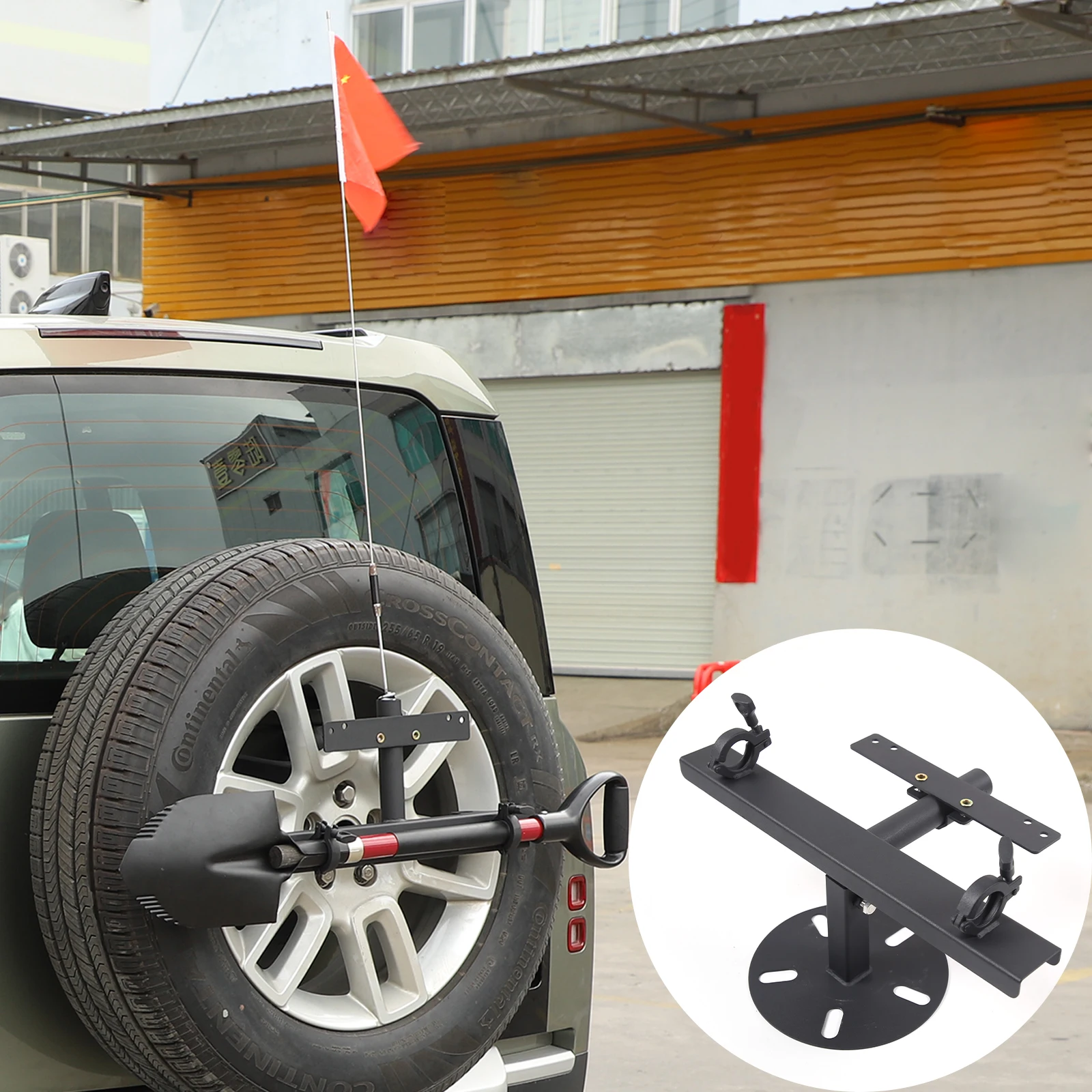 Car Rear Spare Tire Mount Flagpole Holder Flagpole Bracket Multi-Function Mount For Land Rover Defender 2020-2023 2004-2018