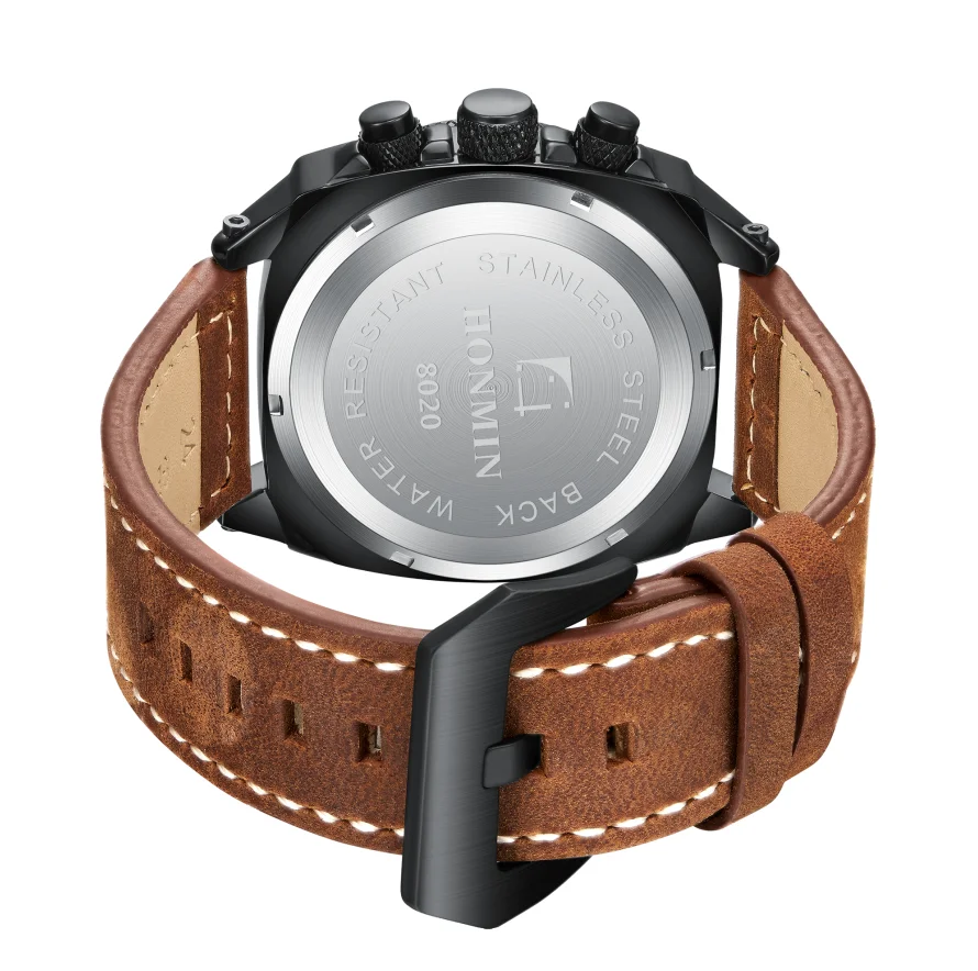 Многофункциональные деловые мужские спортивные модные наручные часы, повседневные водонепроницаемые светящиеся часы с кожаным ремешком и указателем даты для мужчин