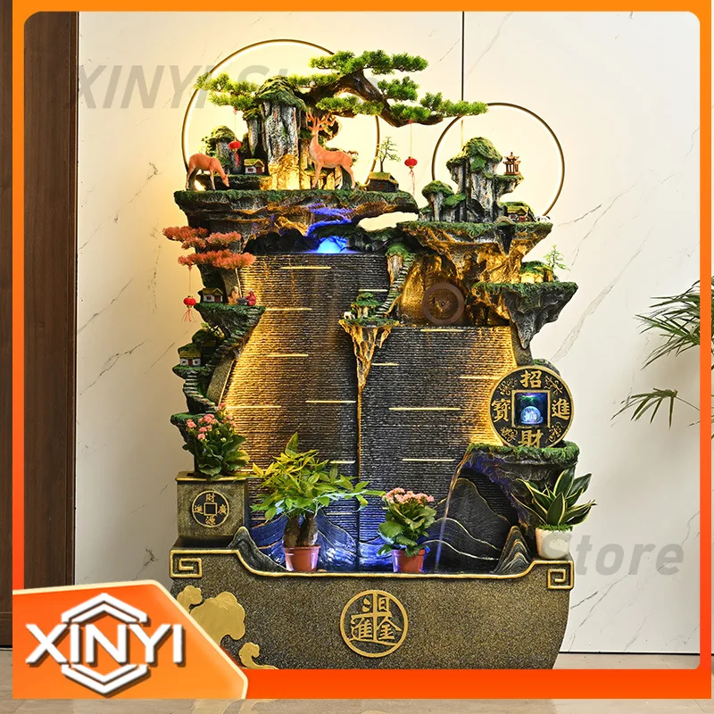New Chinese Style Flowing Water Fountain Sculpture with Recirculating Pump Fake Rock Feng Shui Wheel for Office Home