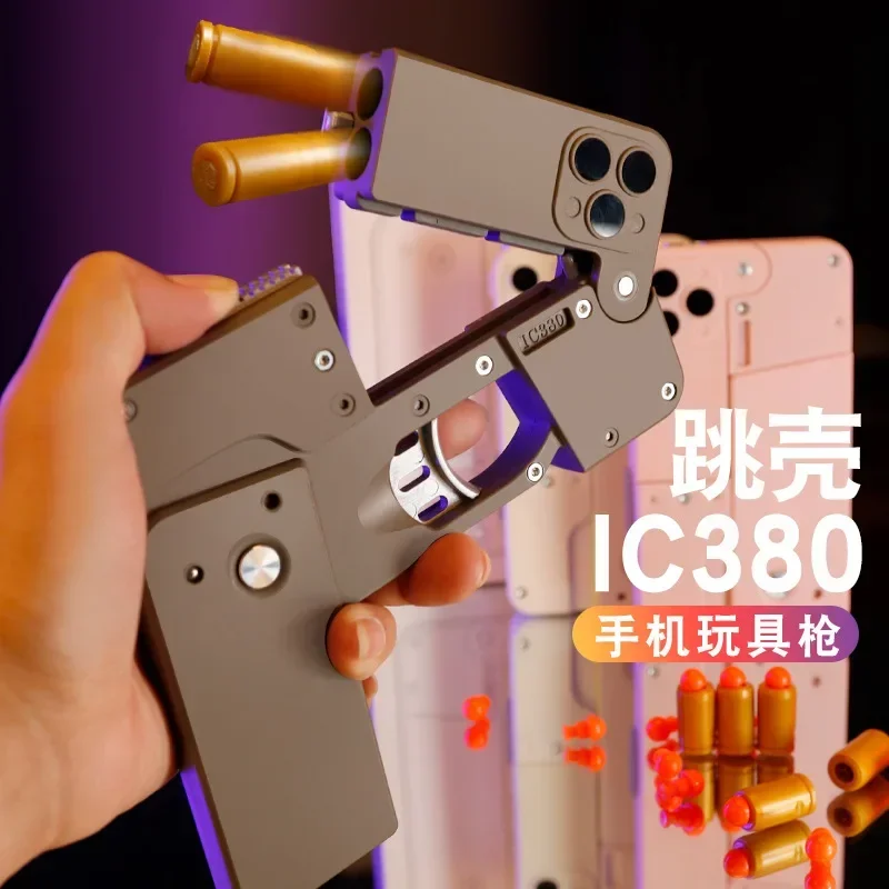 IC380 Składane etui na telefon w kształcie pistoletu Kreatywna zabawka Bullet Gun Emissibility With Bullet Adult Children Cute Case Model Toys Gift