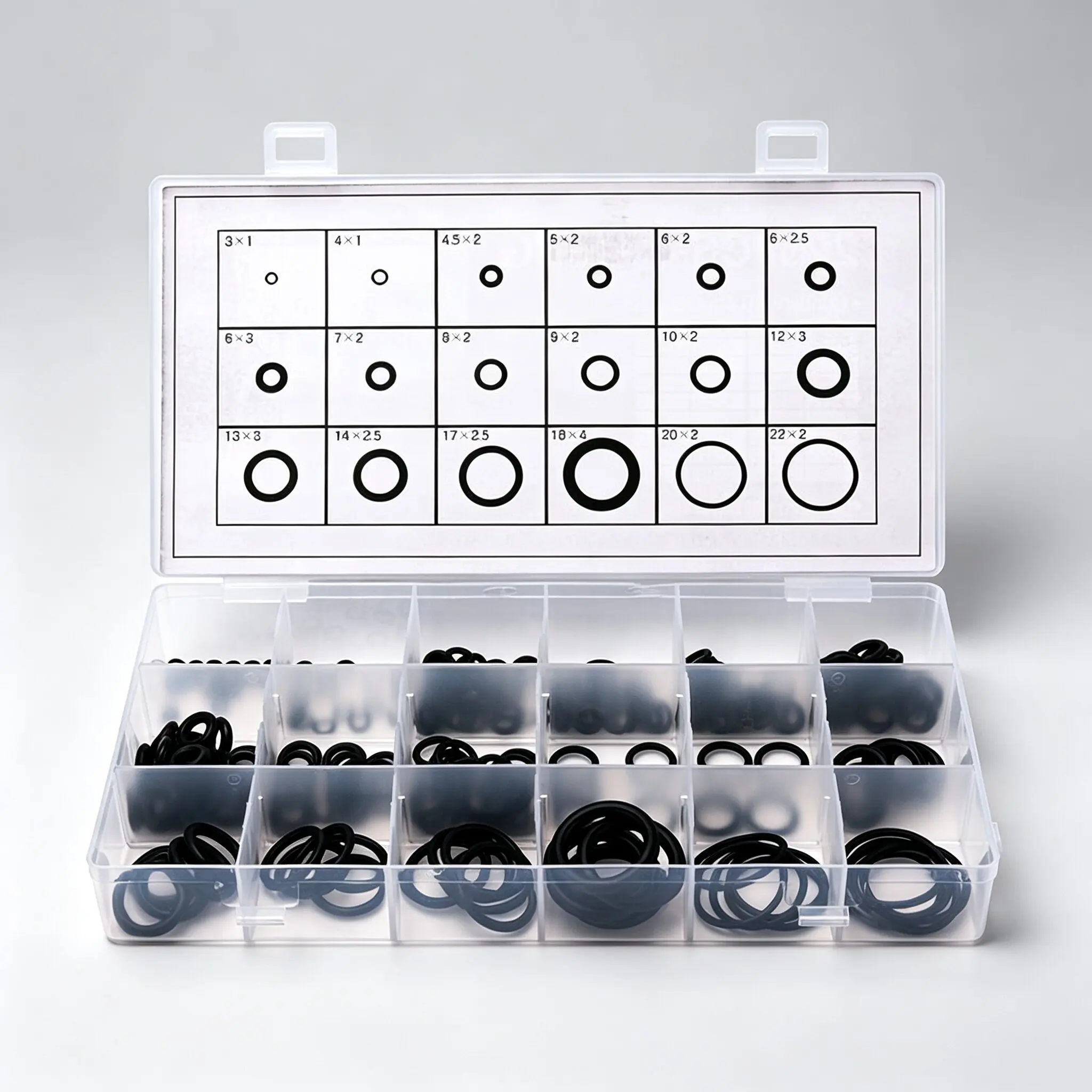 225Pcs 18 Sizes Black NBR Rubber O-Ring Kit Seal Gasket Assortment Set for Car Automotive Plumbing Repair