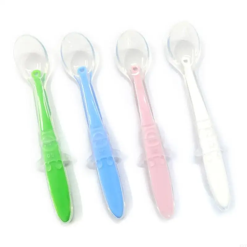 E7CC Baby Soft Silicone Spoon Training Feeding Spoons for Kids Toddlers Children