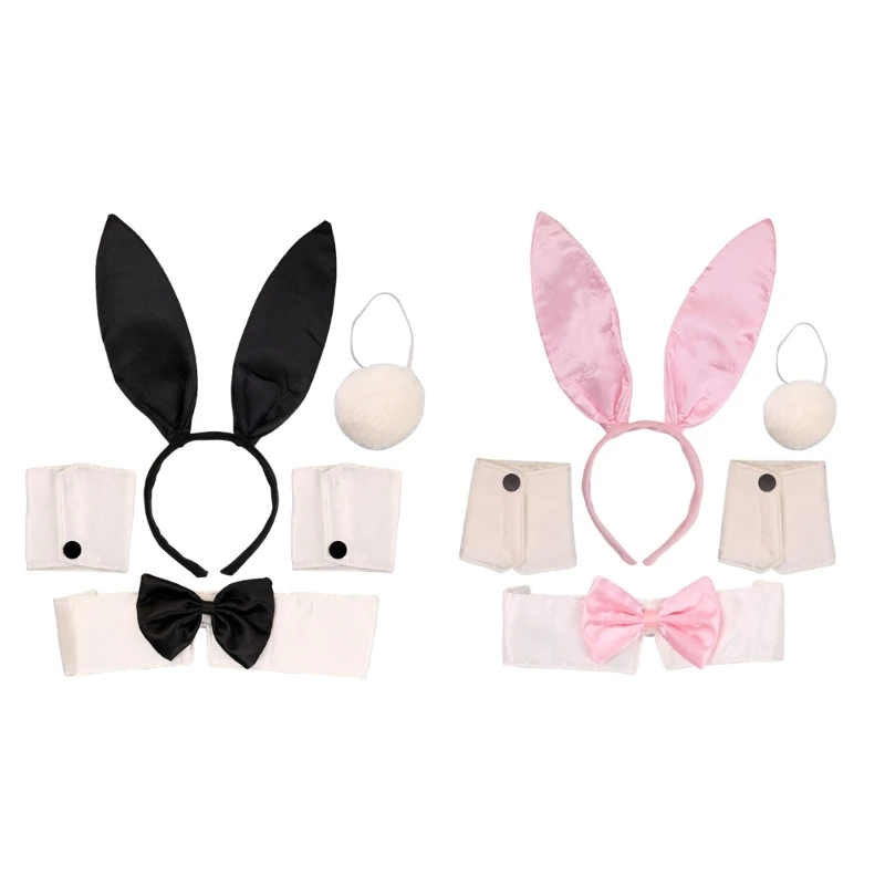 Rabbit Costume Accessory Rabbit Costume Kits Rabbit Ears Bow Tail Set for Girl Dropsale