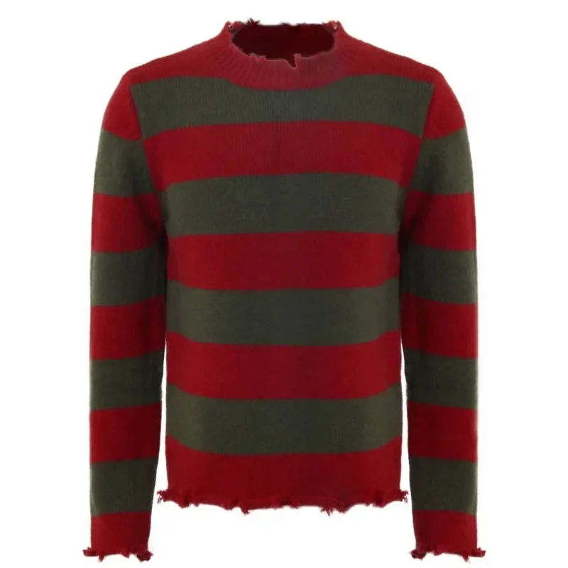 CyFreddy Krueger Cosplay Costume Adult Sweater Red Striped Knitting  Top Coat Hat Mask Freddie Krueger Halloween Costume for Men - view 6