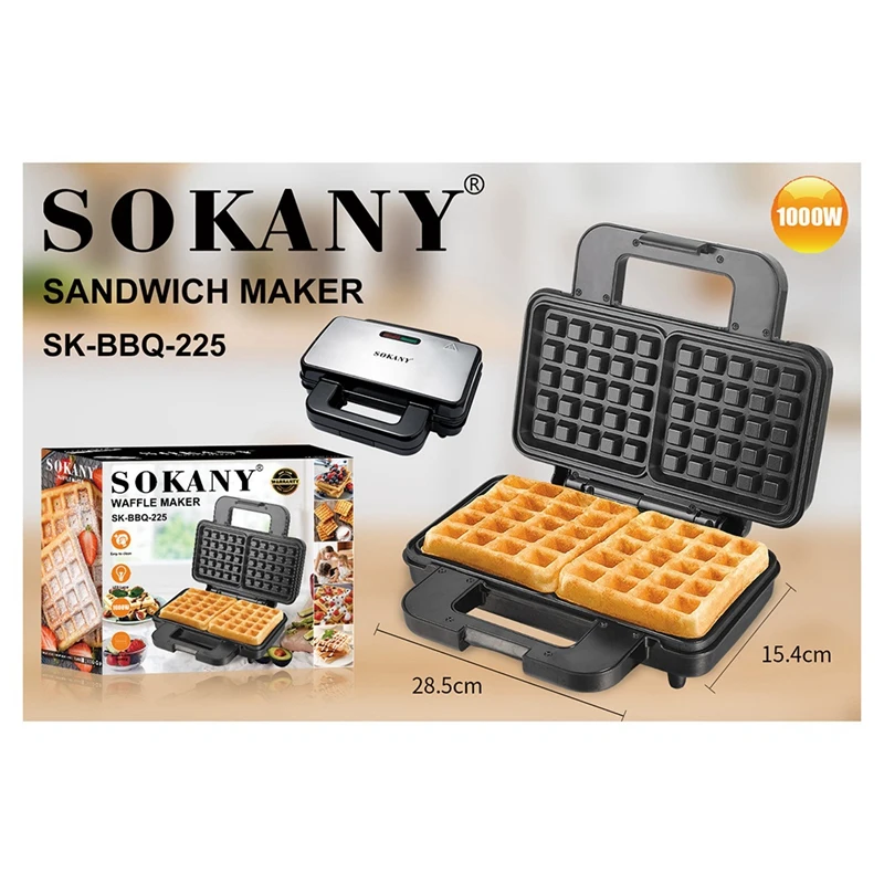 SOKANY Belgian Mini-Waffle Maker Accessory Parts With Sunshade Control Function, Making 2 Waffles At A Time, EU Plug images - 6