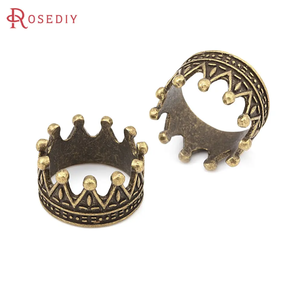 Antique Bronze Antique Silver Vintage Style Zinc Alloy Crown Rings Diy Jewelry Making Supplies Accessories for Women