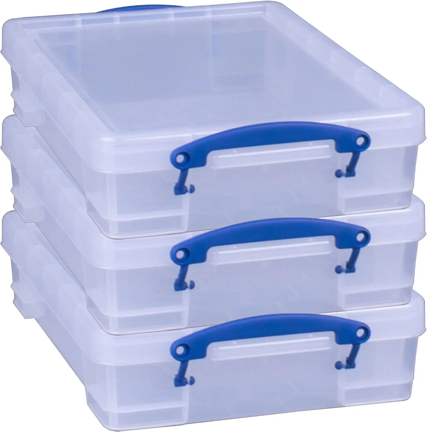 

4 Liter Plastic Stackable Storage Container w/Snap Lid & Built-In Clip Lock Handles for Home & Office Organization, Clear (3