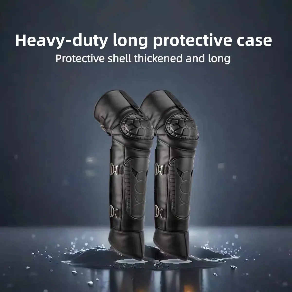 Winter Electric Motorcycle Knee Pads Men's and Women's Riding Cold-proof PU Windshield Thickened Short Hard Shell Warm Knee Pads