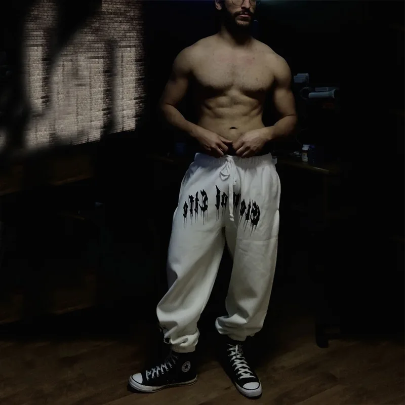 Autumn Sports Guard Pants Men's Hip Hop Fashion Brand Large Loose Hem Pants with Terry Sweatpants American Casual Pants