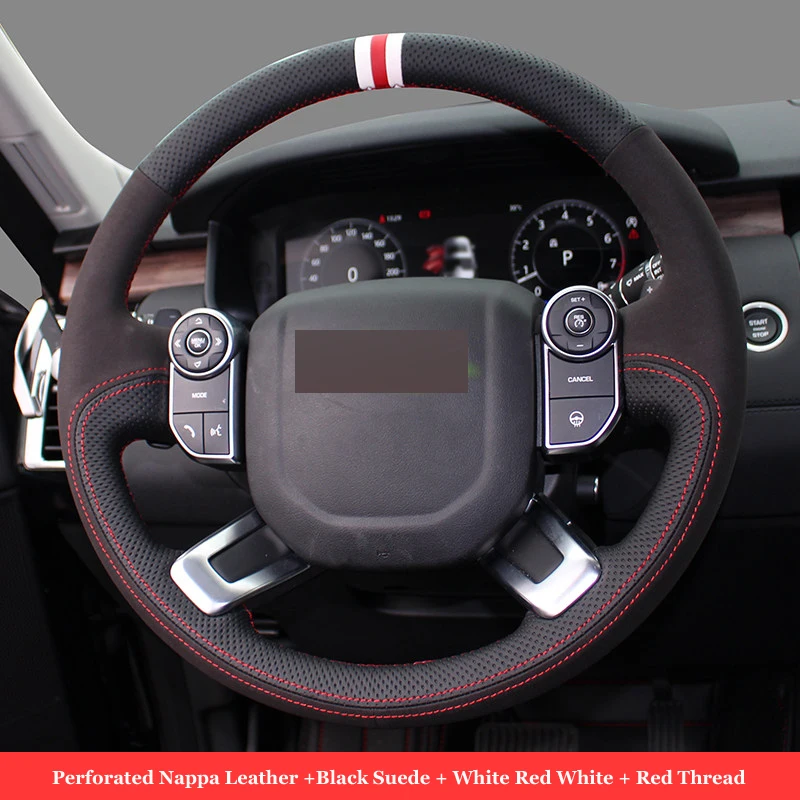DIY Genuine Leather Suede Steering Wheel Cover Wrap Car Accessories Specifically for Land Rover Range Rover IV / Discovery III