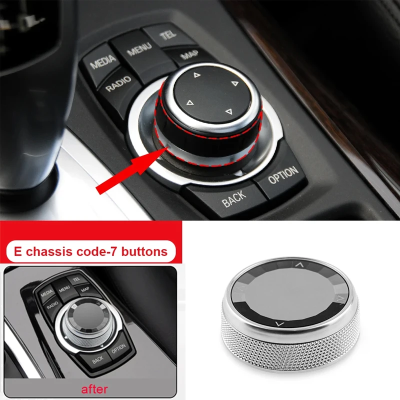 For BMW E60 E90 E91 E92 E93 E82 E81 E87 E61 E63 E65 E66 X5 E70 X6 E71 M IDrive Multimedia Button Knob Cover Central Accessories