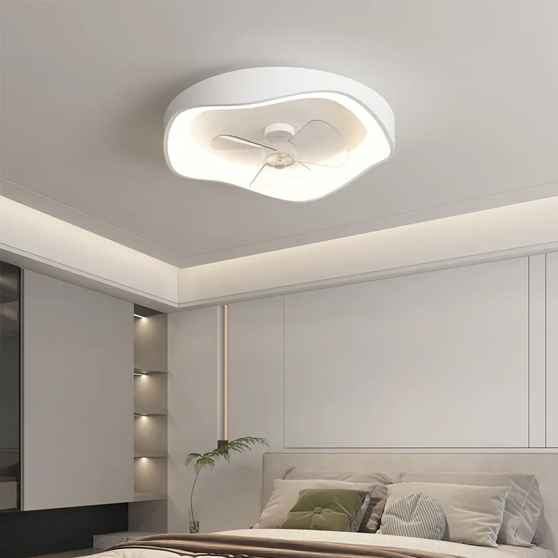 Modern Ceiling Fan with Lights Remote Control Flush Mount LED Dimmable Ceiling Fan with Light for Bedroom Living Room