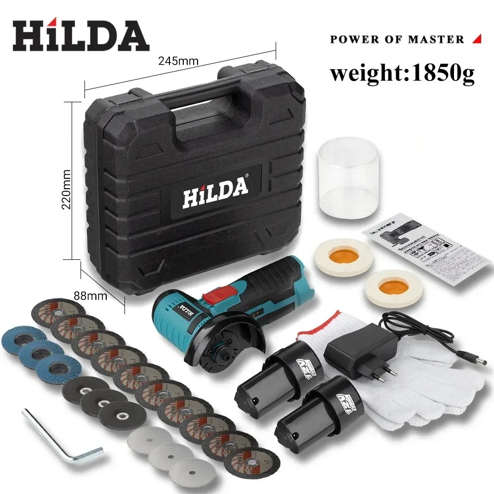HILDA 12 В мини угловая шлифовальная машина перезаряжаемый шлифовальный инструмент полировальный шлифовальный станок для резки алмазных аккумуляторных электроинструментов