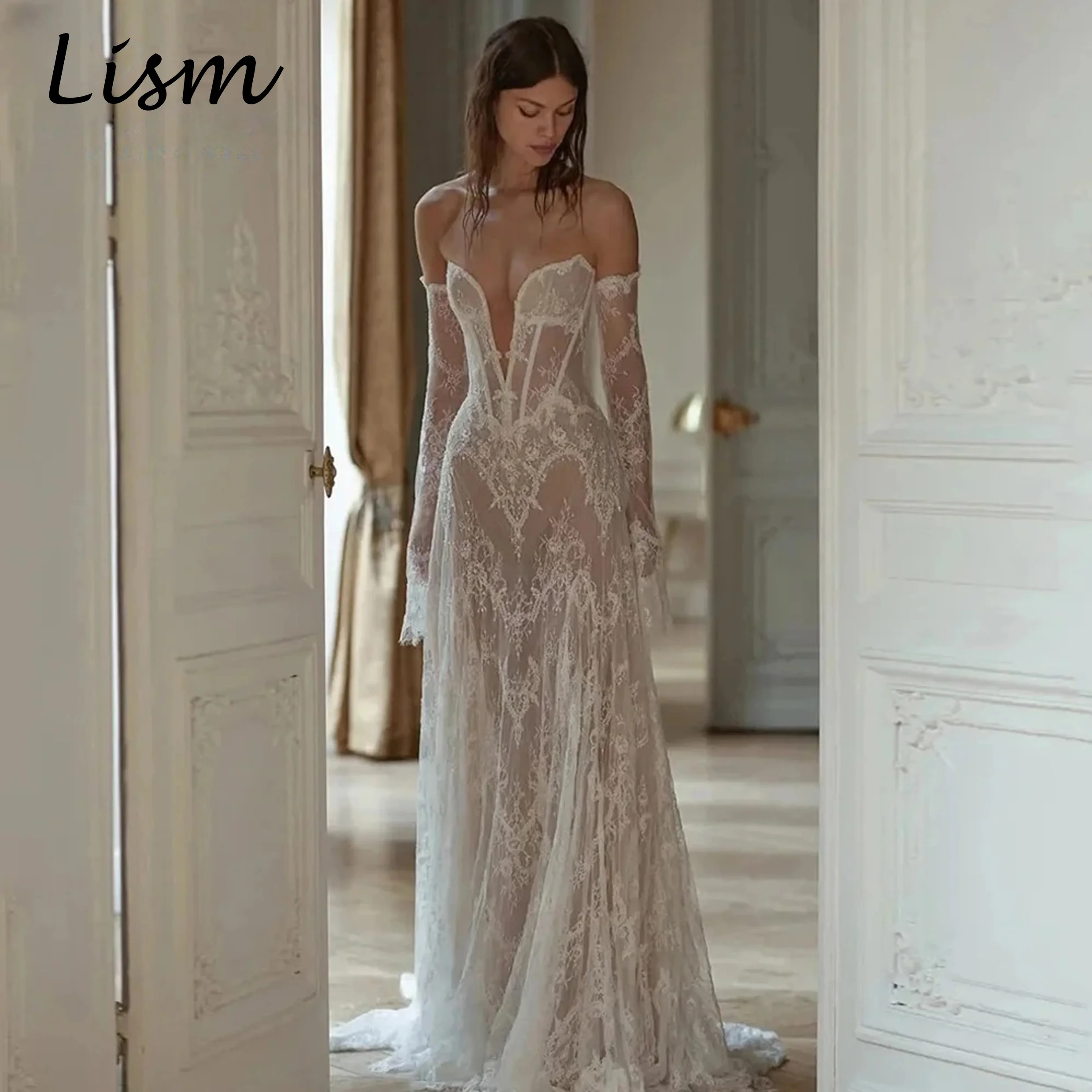 Lism Simple A-line Satin Wedding Dress with Scarf 2026 Chiffon Sweetheart Sleeveless Ruffled Bridal Gown Lace-up 2026 Customized