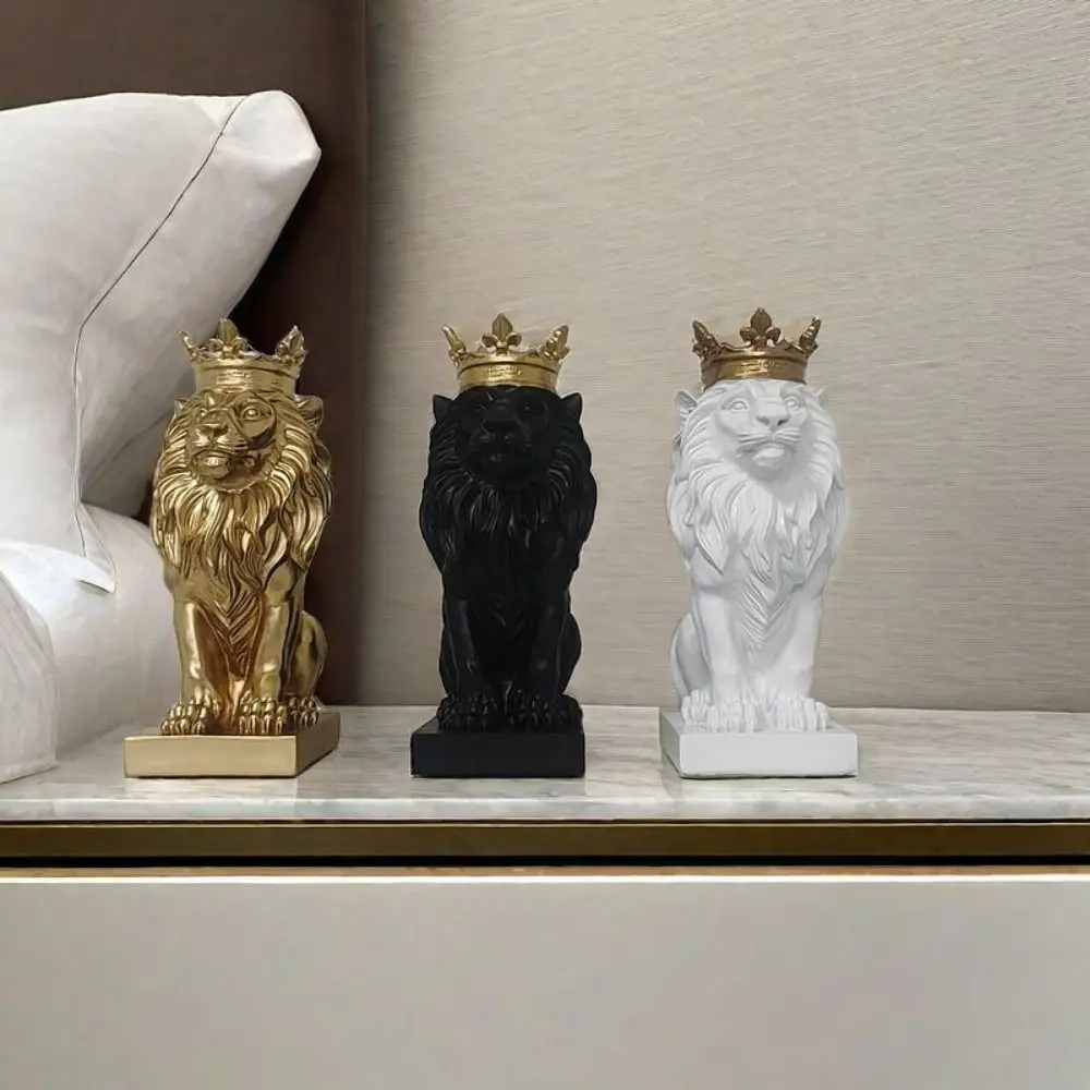 Modern Handmade Crown Lion Ornament No odor Safety Resin Lion Statue Harmless Lion Head Figurine Home Decor