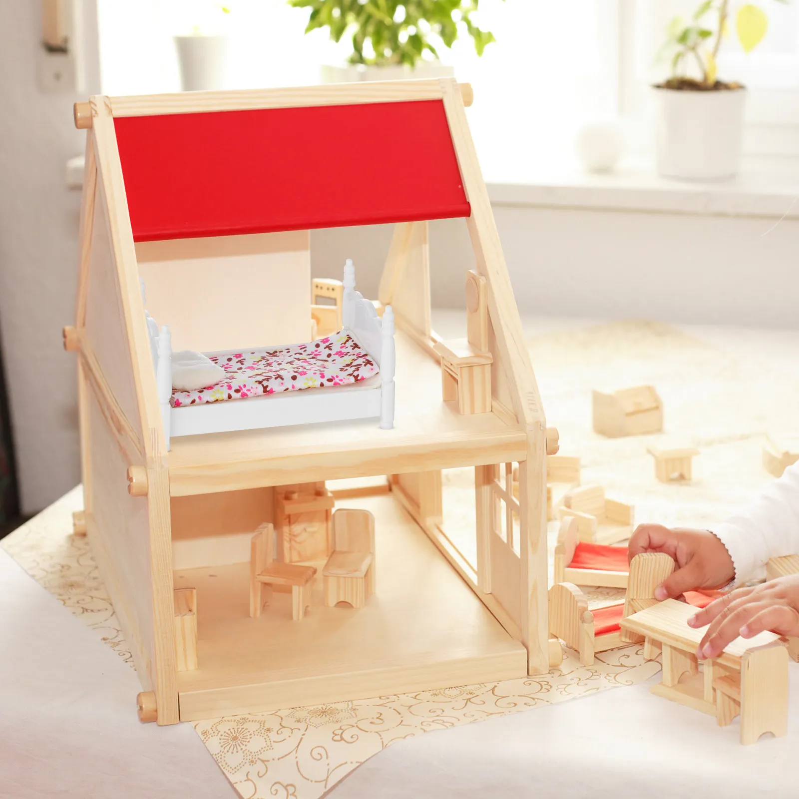 

1Set Lovely Mini House Decorations Realistic Miniature Bedroom Furniture for Kids Creative Play Mini Room Ornament DIY Craft