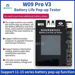 W09 Pro V3 Battery Life Pop-up Tester Programmer for iPhone 11-15 