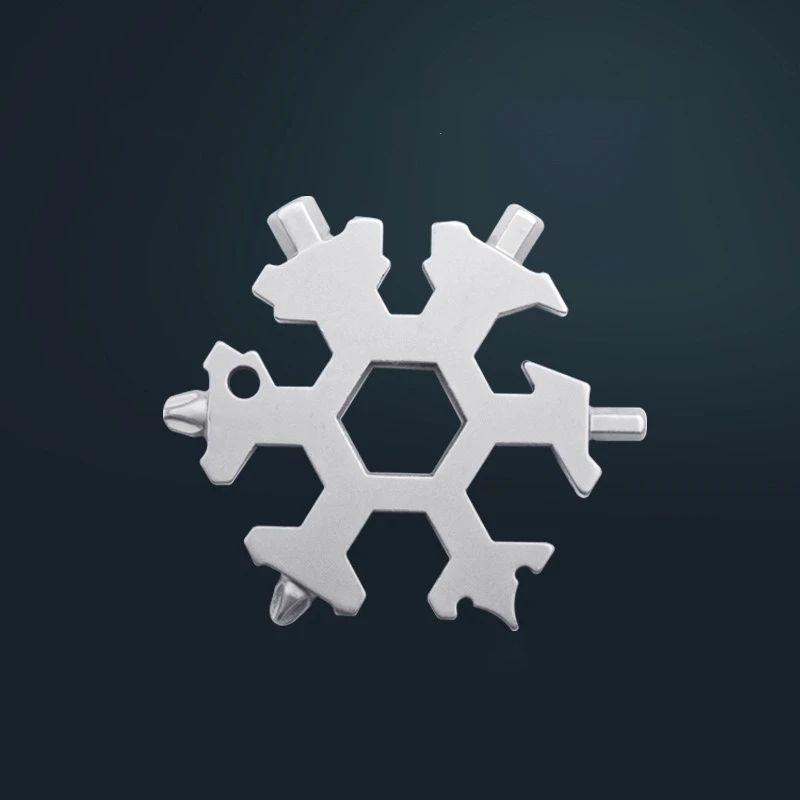 18-in-1 Snowflake Multitool Stainless Steel Wrench, Bottle Opener, Flat Phillips Screwdriver Kit, Household Camping Gadget, Gift