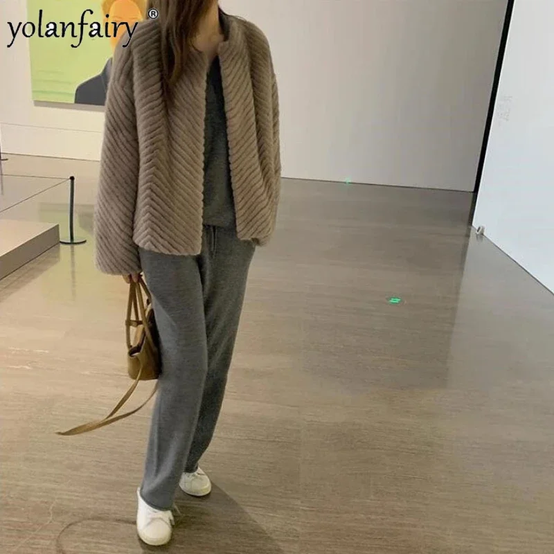 Mink Fur Coat Women's Imitation Mink Coat Round Neck Short Faux Fur Clothing Female Fall Winter New in Outwears Casaco Feminino