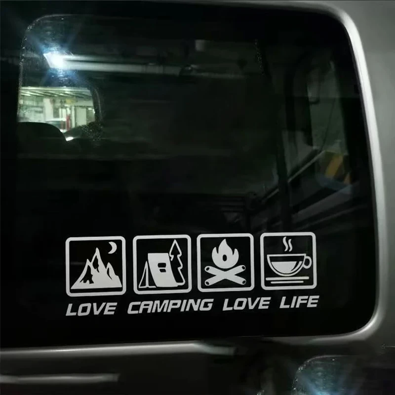 CANPING LOVE LIFE Camping Car Stickers Wilderness Campfire Adventure Motorcycle Body Decoration Stickers Coffee Waterproof