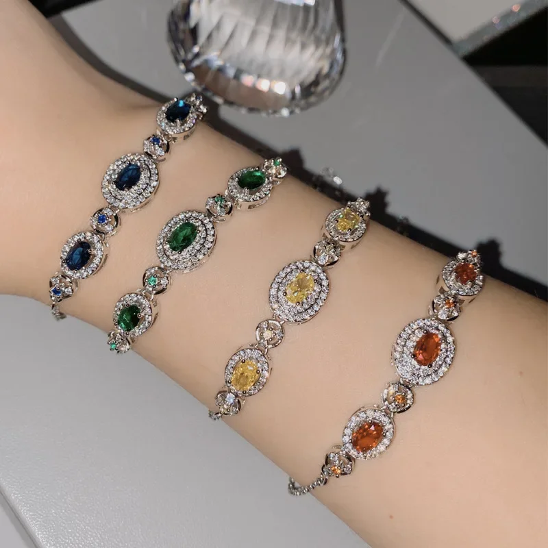 

MDLFES Винтажный браслет цвета феи из искусственного аквамарина в стиле муассаны с бриллиантами 18 карат с цирконием 3А