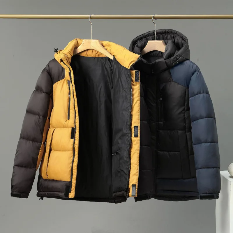 Chaquetas de invierno para hombre, cortavientos, chaqueta con capucha de esquí, Parka acolchada de burbujas de peso pesado, abrigo resistente a la intemperie