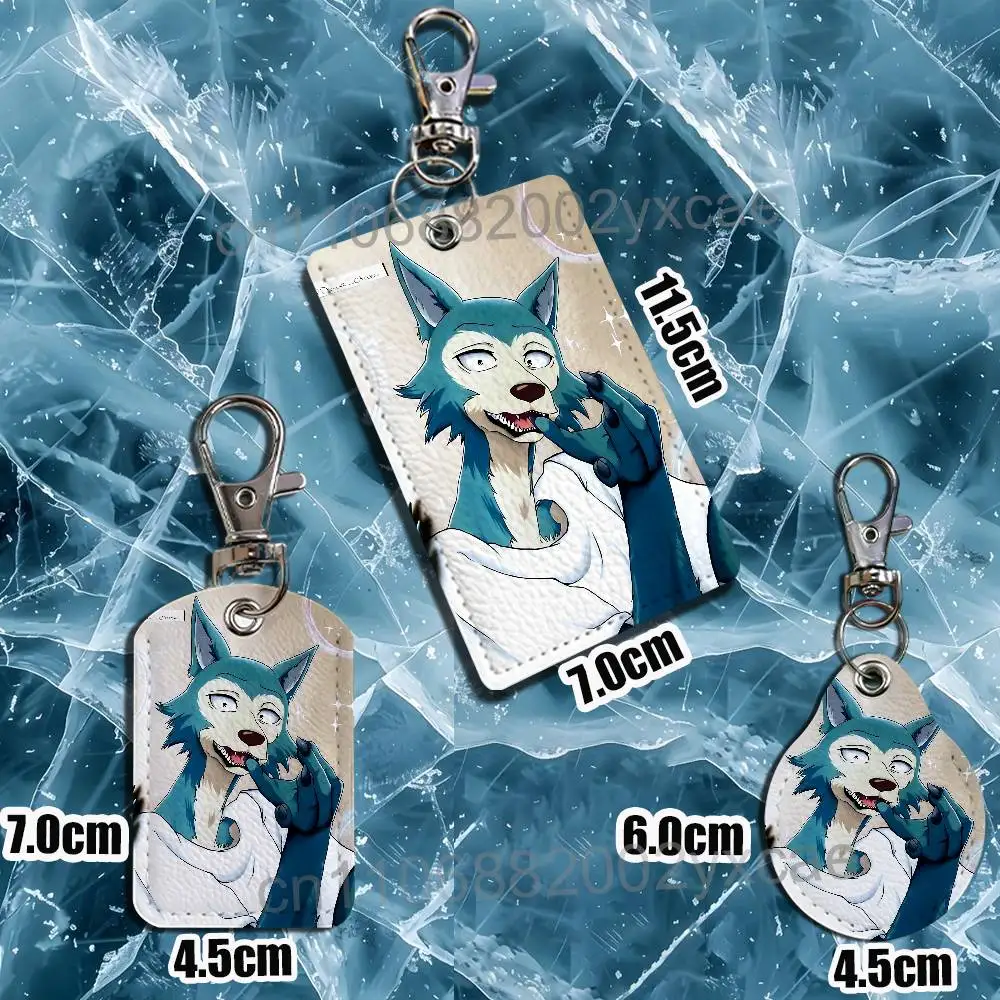 zoo Legoshi BEASTARS Louis Rectangle ID Card Case Keychain Access Card Bag Key Tag Ring Leather Card Holder Key Ring Access image 3