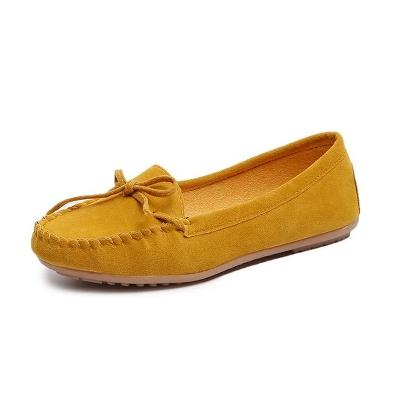 Ladies Walk Shoes Women Loafers Suede Causal Moccasin Mmtal Lock Beanie Shoes Comfortable Soft Sole Flat Shoes Plus Size 35-43