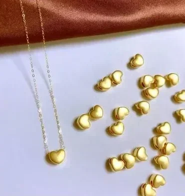 

24k pure gold heart pendant +925 silver necklace small pendants for women