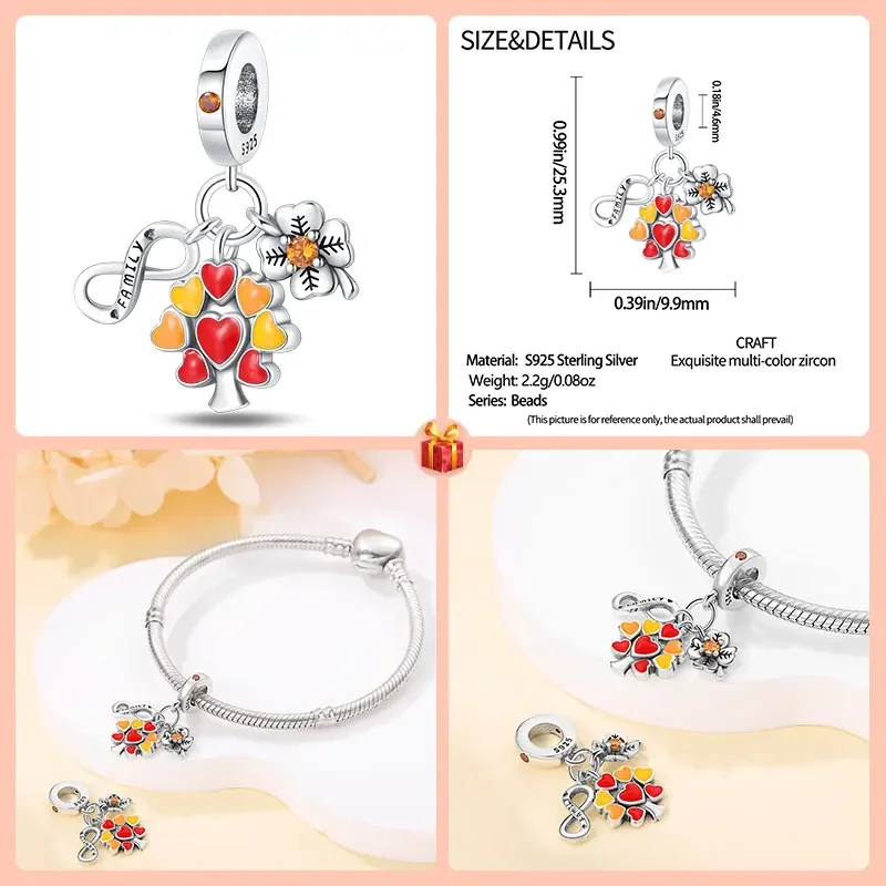 925 Sterling Silver Cartoon Blessing Series -Squirre Beads Lucky Color Autumn Fashion Jewelry Accessories