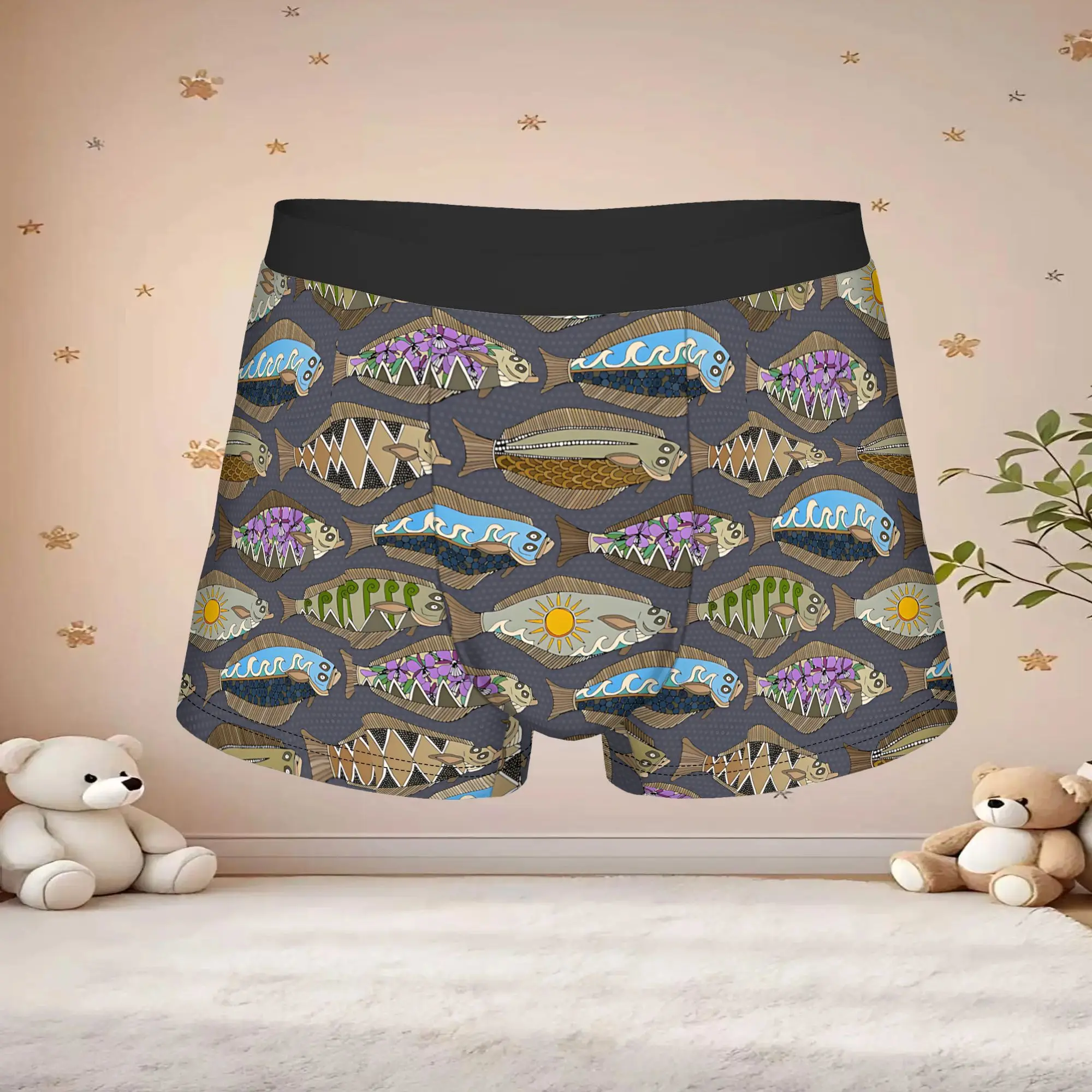 1pc Popular Alaskan Halibut Dusk boxers  Novelty Panties Men's Underwear Comfortable Shorts Boxer Briefs