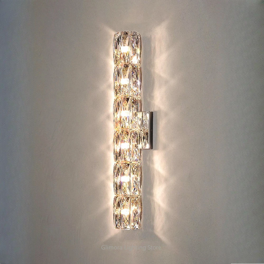 

Modern Crystal Wall Lamp, Elegant Hotel Style, Crystal & Metal, for Living Room TV Wall Stair Hallway,Grand Decor Light Led Lamp