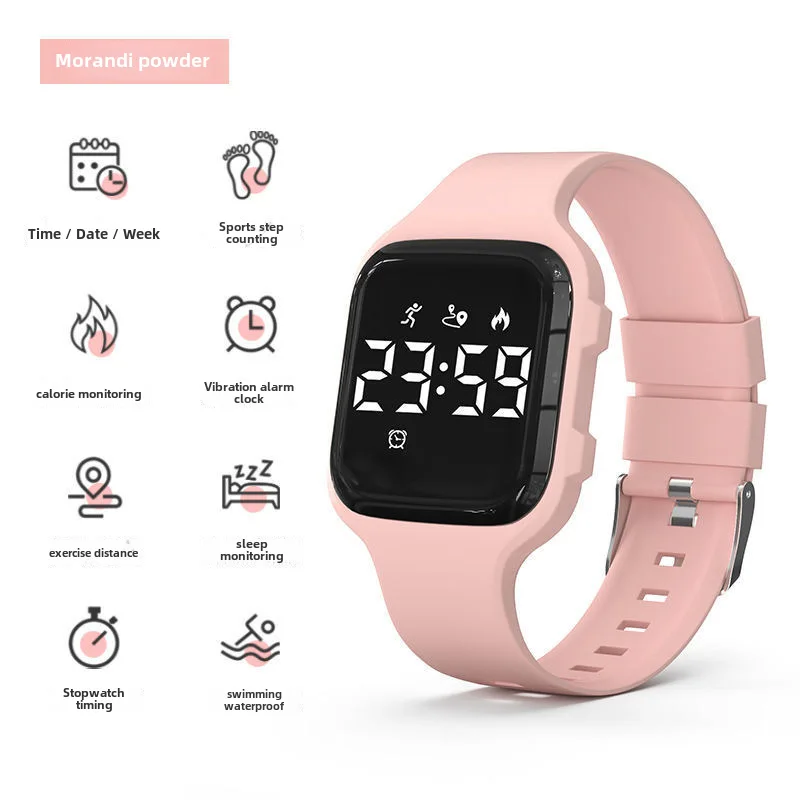 Reloj cuadrado para niños, reloj electrónico con alarma, vibración luminosa, Simple y elegante, ideal para estudiantes y mujeres