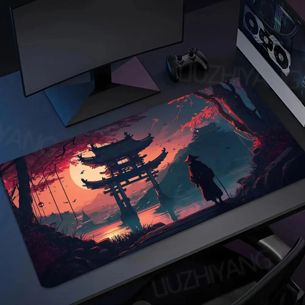 

Samurai ninja theme mouse pads anime Desk Mat with Stitched Edges non-Slip rubber base pc accessories Gaming mat katana mousepad