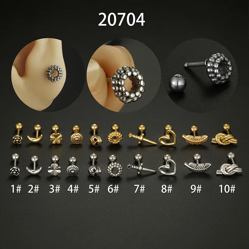 1PC Korean Stainless Steel Mini Ear Piercing Earring for Women Cross Snake Ear Studs Cartilage Earring Girl Jewelry Gift