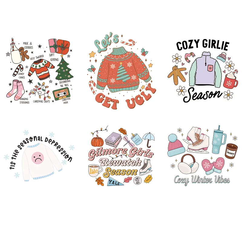

Christmas Funny Cute Vinyl IronOn Transfer Patches DIY Heat Thermal Stickers With Floral Designs For Clothing Appliques