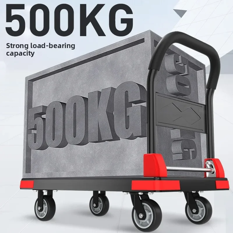 Exquisite A car pulling cargo trolley moving cart four-wheel flatbed silent foldable trailersturdy and durablesturdy and durable