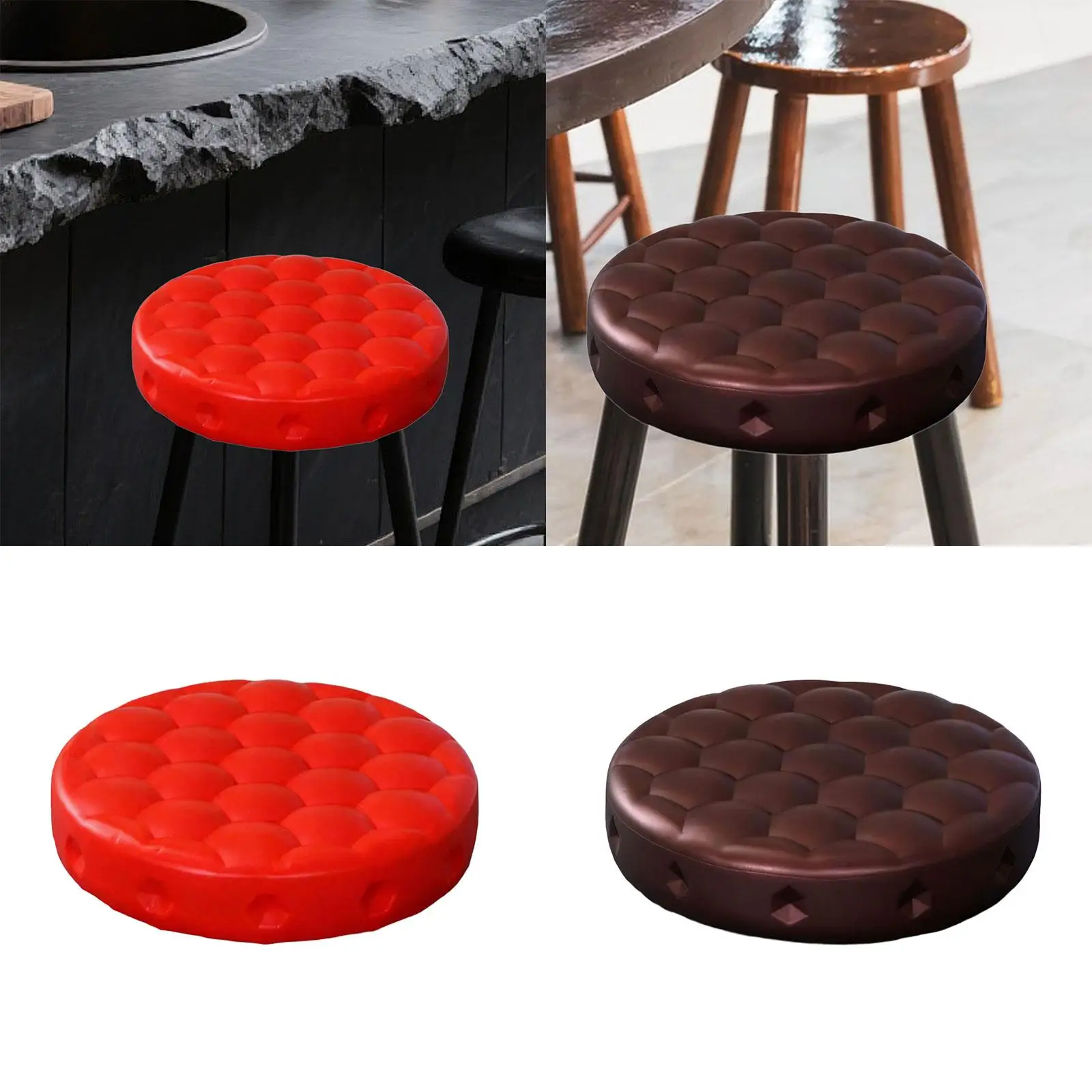 เบาะรองนั่งเก้าอี้บาร์แบบหนาพิเศษ ทำจากหนัง PU ทรงกลม สำหรับห้องครัว ห้องรับประทานอาหาร และงานเลี้ยง
