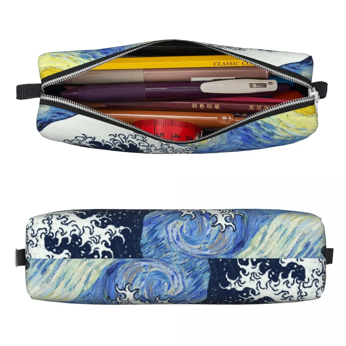 Great Wave Off Kanagawa Starry Night Pencil Cases Van Gogh Pen Holder Bag Large Storage Students School Cosmetic Pencilcases