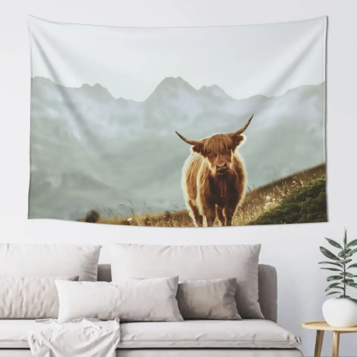 Highland Cow - Vintage Style Tapestry Nordic Home Decor House Decorations Room Aesthetic Room Decor Korean Style Tapestry