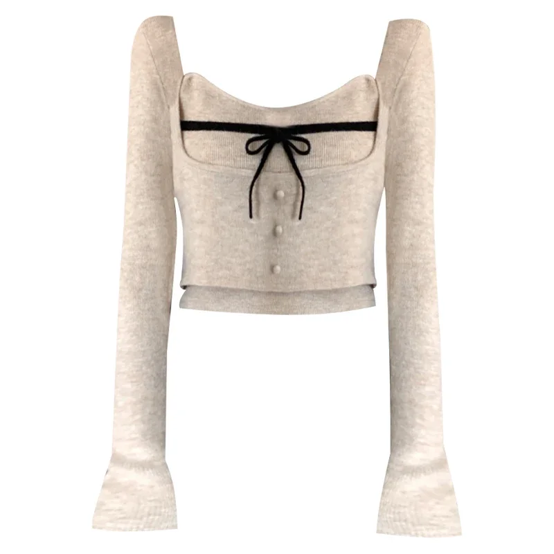 Women T-shirts Long Sleeve Autumn Layered Basic Tops Patchwork Korean Style Sexy Pure Lust High-end Slim Chic Street Cool Girl