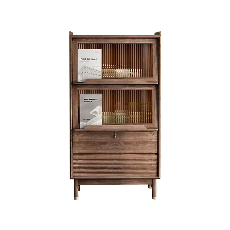 

Nordic solid wood black walnut, dining side cabinet simple living room, TV side cabinet modern multi-function
