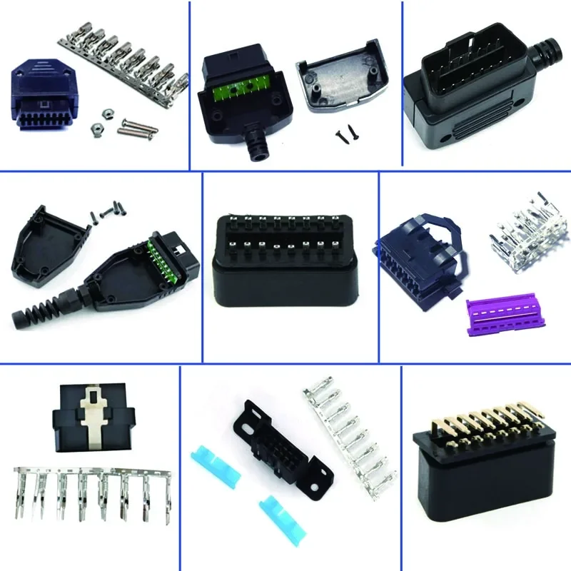 Universal OBDII OBD2 16Pin Female Male Connector for VAG Car Scanner OBD Plug Adapter OBD 2 Connector More Type Option