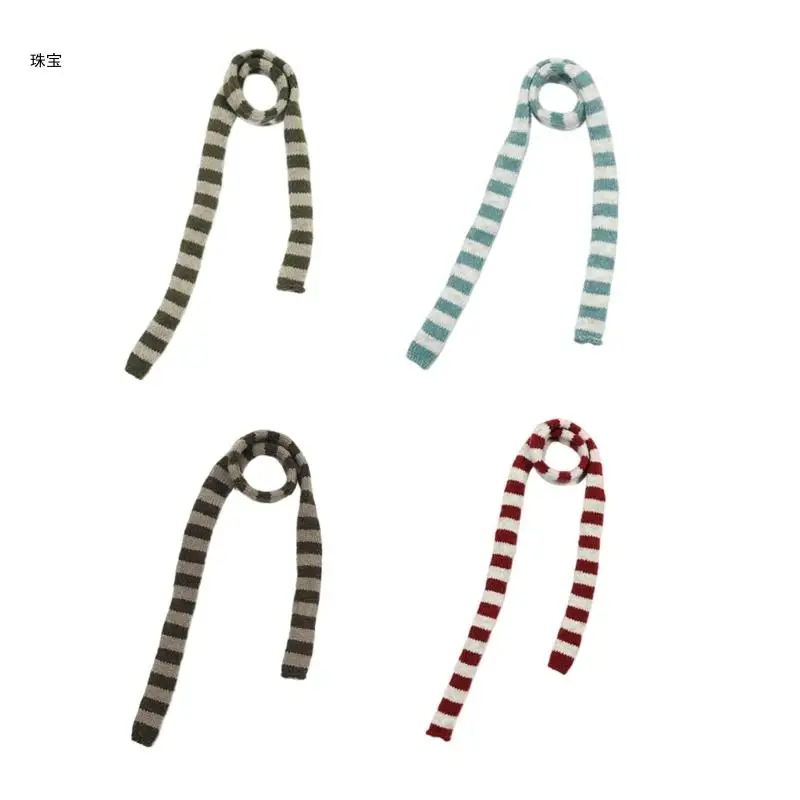 

X5QE Stylish Women Skinny Scarf Cold Weather Knitted Neckerchief Multipurpose Scarves