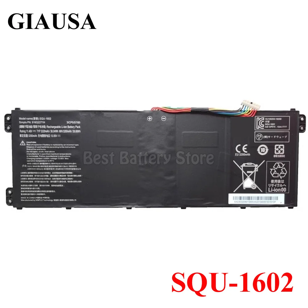 SQU-1602 Laptop Battery For Hasee 916Q2271H 3ICP5/57/80 X5-CP5D1 CP5E1 CP5S1 SQU1602