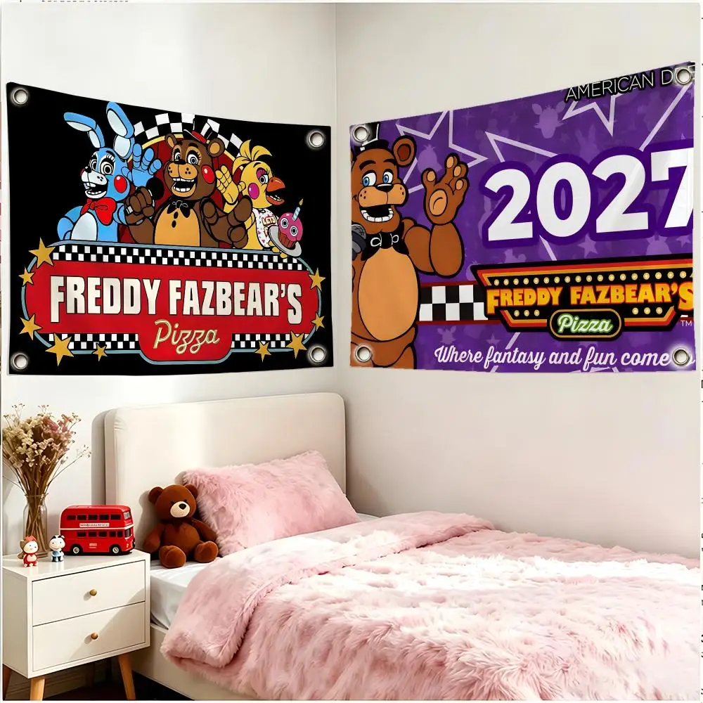 Five Nights At Freddy's Game Horror Flags Four Ring Ornament Indoor Outdoor Decor Simple Hanging Mount Gift